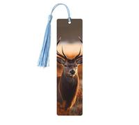 5 segnalibri in legno per uomini e donne con corna di cervo rosso segnalibri in legno unici fatti a mano con nappa ciondolo segnalibro per amanti dei libri, regalo di compleanno per insegnanti