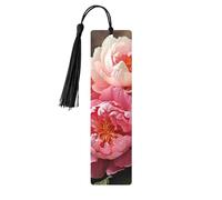 5 segnalibri in legno per uomini e donne con fiori di peonia e fiori di peonia, segnalibri in legno unici fatti a mano con nappa, per amanti dei libri, regalo di compleanno per insegnanti