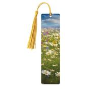5 segnalibri in legno per uomini e donne con fiori di prato primaverile, segnalibri in legno unici fatti a mano con nappa ciondolo segnalibro per amanti dei libri, regalo di compleanno per insegnanti