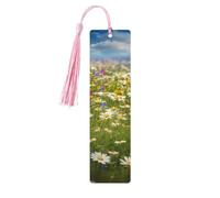 5 segnalibri in legno per uomini e donne con fiori di prato primaverile, segnalibri in legno unici fatti a mano con nappa ciondolo segnalibro per amanti dei libri, regalo di compleanno per insegnanti