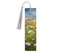 5 segnalibri in legno per uomini e donne con fiori di prato primaverile, segnalibri in legno unici fatti a mano con nappa ciondolo segnalibro per amanti dei libri, regalo di compleanno per insegnanti