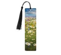 5 segnalibri in legno per uomini e donne con fiori di prato primaverile, segnalibri in legno unici fatti a mano con nappa ciondolo segnalibro per amanti dei libri, regalo di compleanno per insegnanti