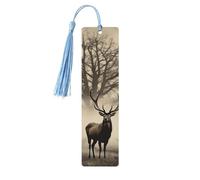 5 segnalibri in legno per uomini e donne con immagine astratta di alci, segnalibri in legno unici fatti a mano con nappa, per amanti dei libri, regalo di compleanno per insegnanti