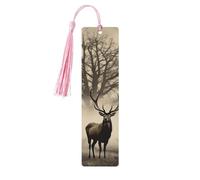 5 segnalibri in legno per uomini e donne con immagine astratta di alci, segnalibri in legno unici fatti a mano con nappa, per amanti dei libri, regalo di compleanno per insegnanti