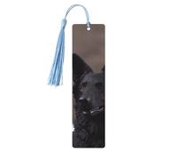 5 segnalibri in legno per uomini e donne con pastore tedesco nero, segnalibri in legno unici fatti a mano con nappa, per amanti dei libri, regalo di compleanno per insegnanti