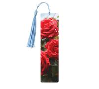 5 segnalibri in legno per uomini e donne con rose rosse cespuglio in giardino segnalibri in legno unici fatti a mano con nappa ciondolo segnalibro per amanti dei libri, regalo di compleanno per