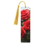 5 segnalibri in legno per uomini e donne con rose rosse cespuglio in giardino segnalibri in legno unici fatti a mano con nappa ciondolo segnalibro per amanti dei libri, regalo di compleanno per