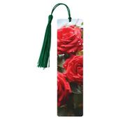 5 segnalibri in legno per uomini e donne con rose rosse cespuglio in giardino segnalibri in legno unici fatti a mano con nappa ciondolo segnalibro per amanti dei libri, regalo di compleanno per