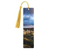 5 segnalibri in legno per uomini e donne con skyline hawaiano testa di diamante vulcano segnalibro unico fatto a mano con nappa ciondolo segnalibro per amanti dei libri, regalo di compleanno per
