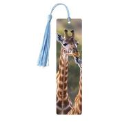 5 segnalibri in legno per uomini e donne, due giraffe, segnalibri in legno unici fatti a mano con nappa, per amanti dei libri, regalo per insegnanti di compleanno