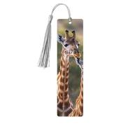 5 segnalibri in legno per uomini e donne, due giraffe, segnalibri in legno unici fatti a mano con nappa, per amanti dei libri, regalo per insegnanti di compleanno
