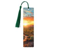 5 segnalibri in legno per uomini e donne Saguaros at Sunset Segnalibri in legno unici fatti a mano con nappa ciondolo segnalibro artigianale per amanti dei libri, regalo di compleanno per insegnanti