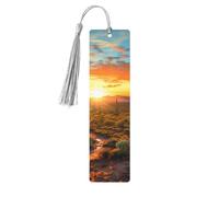 5 segnalibri in legno per uomini e donne Saguaros at Sunset Segnalibri in legno unici fatti a mano con nappa ciondolo segnalibro artigianale per amanti dei libri, regalo di compleanno per insegnanti