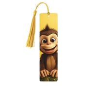 5 segnalibri in legno per uomini e donne, simpatici e divertenti, a forma di scimmia, banana, segnalibri in legno, unici e fatti a mano, con nappa, per amanti dei libri, regalo per insegnanti di