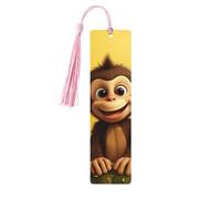 5 segnalibri in legno per uomini e donne, simpatici e divertenti, a forma di scimmia, banana, segnalibri in legno, unici e fatti a mano, con nappa, per amanti dei libri, regalo per insegnanti di