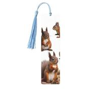 5 segnalibri in legno per uomini e donne, simpatici scoiattoli, segnalibri in legno unici fatti a mano con nappa, per amanti dei libri, regalo per insegnanti di compleanno