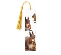 5 segnalibri in legno per uomini e donne, simpatici scoiattoli, segnalibri in legno unici fatti a mano con nappa, per amanti dei libri, regalo per insegnanti di compleanno