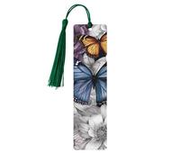 5 segnalibri in legno per uomini e donne viola farfalle floreali segnalibri in legno unici fatti a mano con nappa ciondolo segnalibro per amanti dei libri, regalo di compleanno per insegnanti
