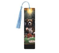 5 segnalibri in legno vintage con nappe, segnalibro in legno per giocare a poker con cani da poker, segna libri fatti a mano, per leggere le pagine, etichette da appendere in legno, ornamento per gli