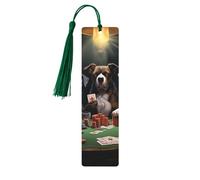 5 segnalibri in legno vintage con nappe, segnalibro in legno per giocare a poker con cani da poker, segna libri fatti a mano, per leggere le pagine, etichette da appendere in legno, ornamento per gli