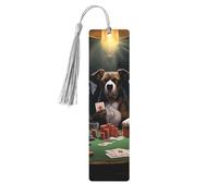 5 segnalibri in legno vintage con nappe, segnalibro in legno per giocare a poker con cani da poker, segna libri fatti a mano, per leggere le pagine, etichette da appendere in legno, ornamento per gli