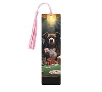 5 segnalibri in legno vintage con nappe, segnalibro in legno per giocare a poker con cani da poker, segna libri fatti a mano, per leggere le pagine, etichette da appendere in legno, ornamento per gli