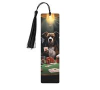 5 segnalibri in legno vintage con nappe, segnalibro in legno per giocare a poker con cani da poker, segna libri fatti a mano, per leggere le pagine, etichette da appendere in legno, ornamento per gli