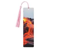 5 segnalibri in legno vintage con nappe, segnalibro in legno rosso caldo dal vulcano Kilauea, segna libri artigianali fatti a mano per leggere le pagine, etichette da appendere in legno, ornamenti per