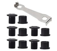 5 Set + 1 Chiave, Bulloni per Corone in Lega di Alluminio Bulloni e Dadi per Accessori per Biciclette Bulloni per Corona Singola per Bici da Corsa MTB e Bici da Strada Guarnitura ，negro