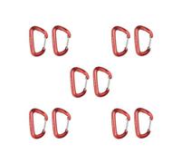 5 set 2 pezzi 16KN mini moschettone in lega di alluminio D-Ring portachiavi ganci clip rosso, 4,98 x 8 cm