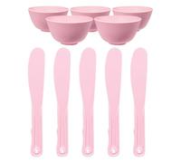5 Set Ciotola per Maschera Viso in Silicone Rosa, Set per Miscelare | PP e Silicone, Applicazione Facile e Delicata, per Estetiste e Principianti, Bagno o Salone