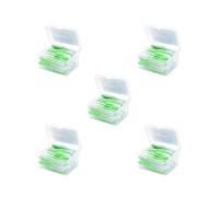 5 set di 40 pezzi di spazzole interdentali con testa flessibile push-pull in plastica a forma di I per l'igiene orale strumento da viaggio verde 0,8 mm