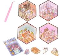 5 set di adesivi 3D Scene Maker - Adesivi fai da te per guardaroba, soggiorno, negozio di dessert, biblioteca - antistress per adulti