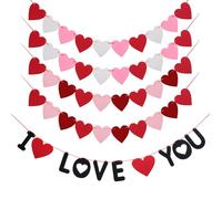 5 set di bandiere d'amore, striscioni a forma di cuore, bandiere a forma di cuore I LOVE YOU, ghirlande nuziali, decorazioni per San Valentino, decorazioni nuziali a forma di cuore
