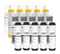 5 set di cartucce di ricambio per filtro dell'acqua per tutta la casa a 4 stadi, con sedimenti da 10 pollici, UDF, CTO, T33, per tutta la casa Pre Post