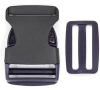 5 Set di Fibbie A Sgancio Rapido da 38 Mm per Cinghia per Zaino, Anello in Plastica, Chiusura per Collare per Cani, Cursore A Tre Ante, Accessori Fai da Te, Black, 38mm-5Sets