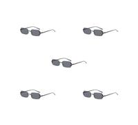 5 set di occhiali da sole rettangolari senza montatura lenti colorate decorative cosplay lavoro hip hop nero, 14 x 3,4 x 13,8 cm