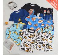 [5 Set Inviati Casualmente 1 Set]2 pezzi/Set Set di abbigliamento da casa per ragazzi pre-adolescenti con console di gioco, calcio personalizzato, motivo numerico divertente, girocollo, maniche corte,