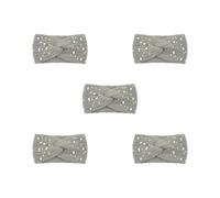 5 set Look New Pearl Knit Cross Fasce Leggero e Portatile Poliestere Donne Lavorato A Maglia Perle Fascia Antiscivolo Elegante Grigio chiaro