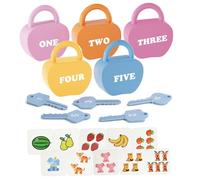 5 Set Lucchetto e Chiave Giocattolo Mele Alfabeto Serrature per l'apprendimento Chiavi per bambini Montessori Set di giocattoli con carte per i più piccoli 3+ Giochi di abilità motorie per i più pic