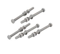5 Set M8x100mm 304 Stainless Steel Hex Bolts w Nuts and Washers Assortment Kit