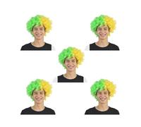 5 set parrucca da clown capelli sintetici tifosi di calcio ampia applicazione feste multicolore copricapo accessorio costume divertente Brasile