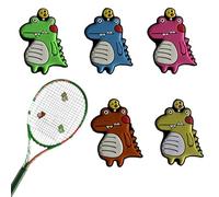 5 silicone antivibrazione tennis, anti vibrazione racchetta tennis, adatti per racchette da tennis, divertenti ammortizzatori per racchette da tennis a forma di dinosauro.