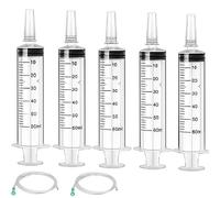 5 siringhe da 60 ml con tubo, in plastica, riutilizzabili, senza ago, siringa per mangime, confezionata singolarmente sterile, per l'alimentazione degli animali domestici da giardino