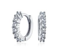 5 solitario Prong Set CZ piccolo Kpop Huggie Hoop orecchini per le donne Per gli uomini rotondo cubico zirconi .925 argento sterlina