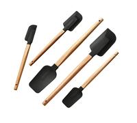5 spatole da cucina in silicone antiscivolo con manico in legno, spatole per cuocere torte, biscotti e pasticcini, spatola per mescolare la cottura