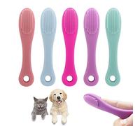 5 spazzolini in silicone per animali domestici, spazzolino colorato per dita, strumento per la pulizia orale per animali domestici, riutilizzabile, adatto per piccoli animali domestici (25 * 105 mm)