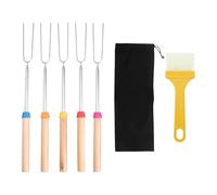 5 spiedini, 1 spazzola per barbecue, 1 borsa con cordoncino, spiedini per marshmallow, spiedini estraibili, bastoncini per marshmallow, forchette per barbecue in acciaio inox