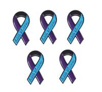 5 spille a nastro blu e viola per la consapevolezza del suicidio, per prevenzione del suicidio, in lega smaltata, per la salute mentale, 3cm x 1.5cm(1.2"x0.59"), Metallo, Nessuna pietra preziosa