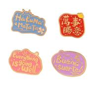 5 spille multilingue con scritta "Everything is Going Well Blessing", spille incoraggianti ispiratrici, accessori per zaini da uomo e da donna